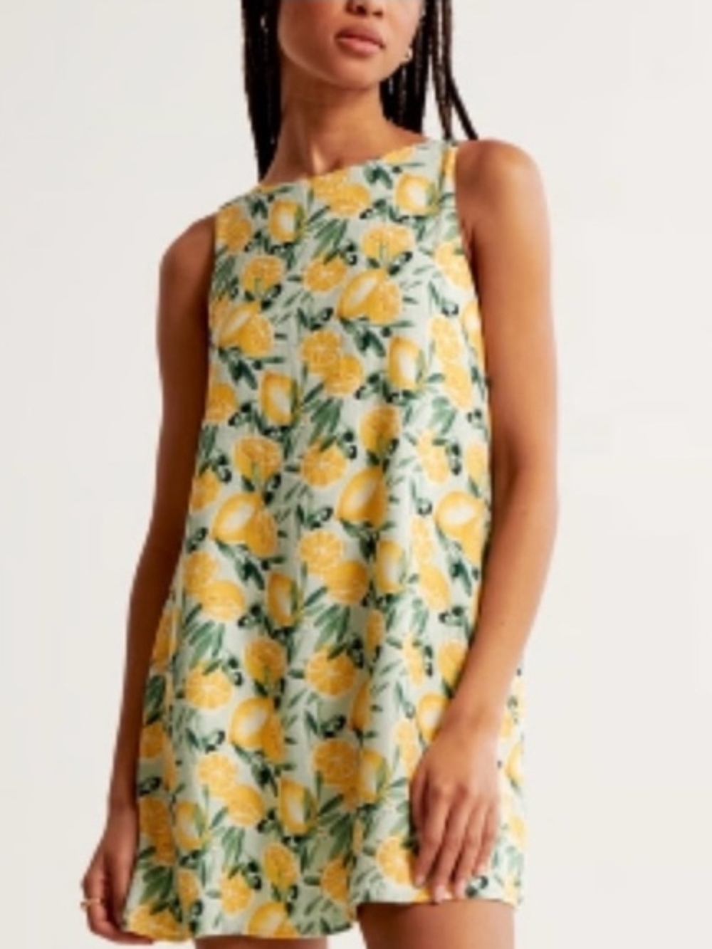A&F Lemon Olive Print Shift Mini Dress Size XSP